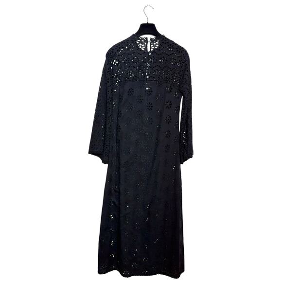 Doen Francoise Black Eyelet Cotton Maxi Dress Small - Picture 4 of 8